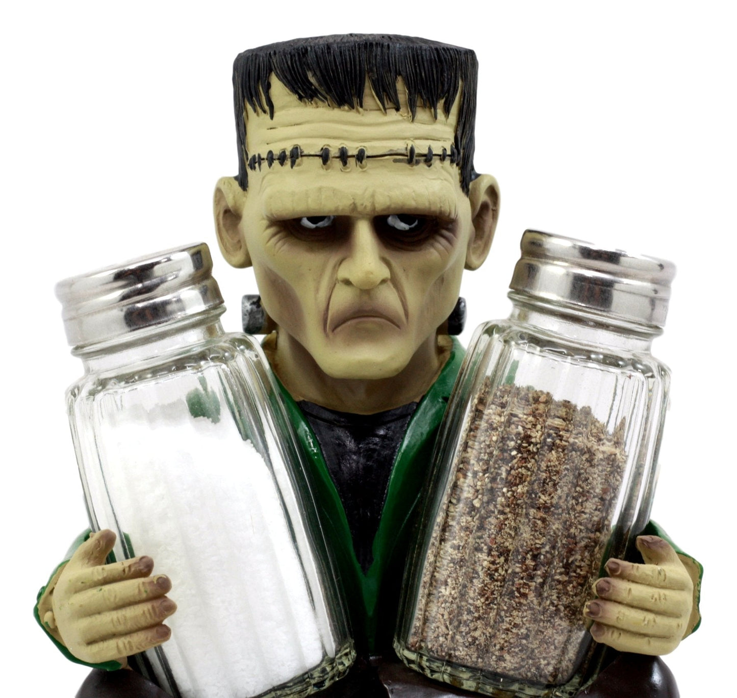Ebros Gift Creepy Halloween Dr Victor Frankenstein Monster Modern Prometheus Salt And Pepper Shakers Holder Figurine Set 5.25"H
