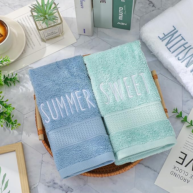 3Pcs Summer Hand Towels Cotton Embroidered Bathroom Towel 3 Colors Absorbent