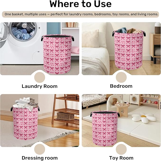 Pink Bow Laundry Hamper