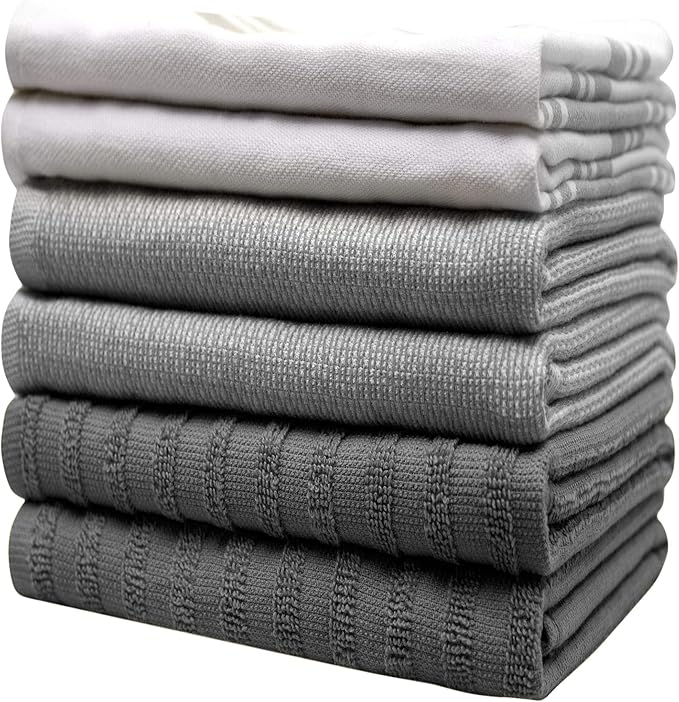 Premium Kitchen Towels | Large Cotton Dish Towels | Flat & Terry Highly