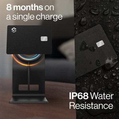 SPOTMINDERS Apple MFi Certified Wallet Tracker PRO for Travel Credit Card Design Works with Apple Find My IP68 Waterproof Rechargeable Tracking Card for Wallet Luggage Passport 0.07in Slim Item Finder