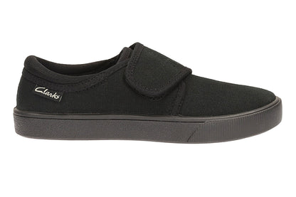 Clarks Hopper Run Kid Textile Plimsolls In Black Standard Fit Size 11½