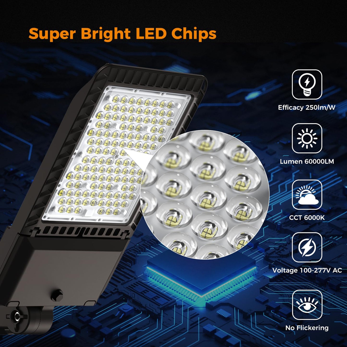 AIKVSXER 240W LED Parking Lot Lights 60000LM 6000K Street Light, Dusk to Dawn Photocell IP65 Waterproof Commercial Outdoor Area Lighting for Parking Street Roadway Yard Warehouse Garage 3 Pack
