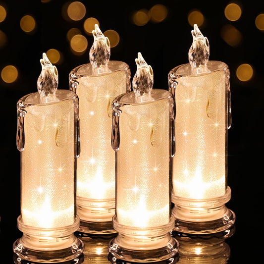 HAIDOLIANG 4PCS White LED Candles (D:2.5" x H:7"),Flameless Pillar Candle,Battery Operated Candles/Fake Candle, Velas Artificiales para Decoracion for Valentine Wedding Ramadan Christmas Decorations
