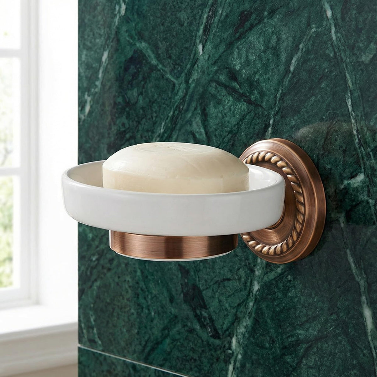 VOSAREA Ceramic Soap Holder Soap Tray Vintage Holder Wall-Mounted Dish Antique Luxury Dish for Shower Wall Rack for Bathroom
