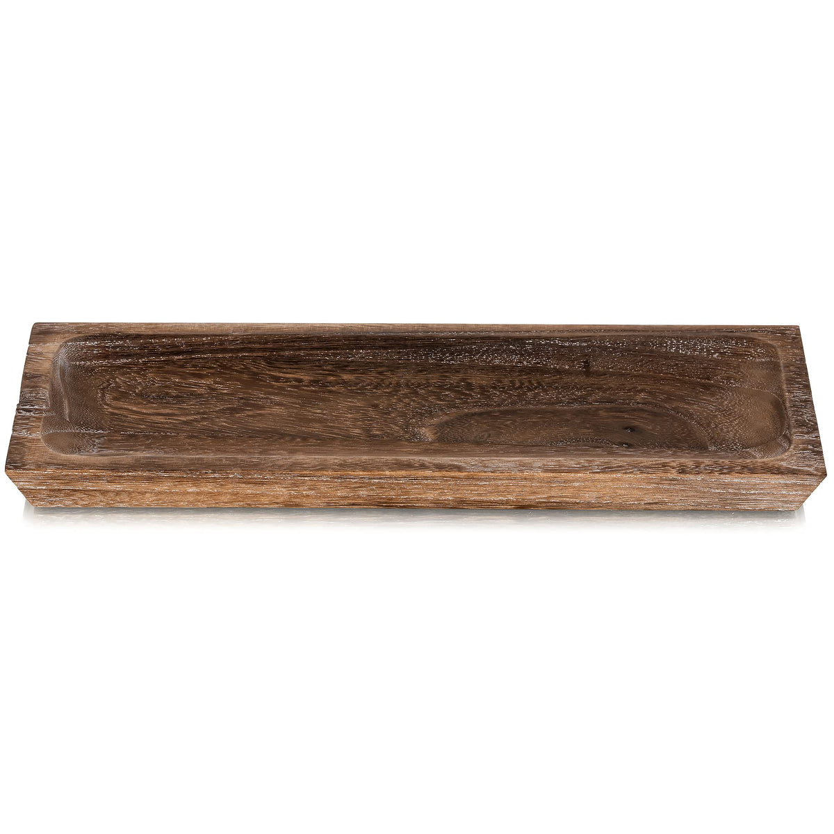 Hanobe Wooden Tray for Candle Decorative: Wood Rustic Long Centerpiece Trays Rectangle Narrow Farmhouse Decor for Dining Coffee Table Kitchen Fireplace Mantle