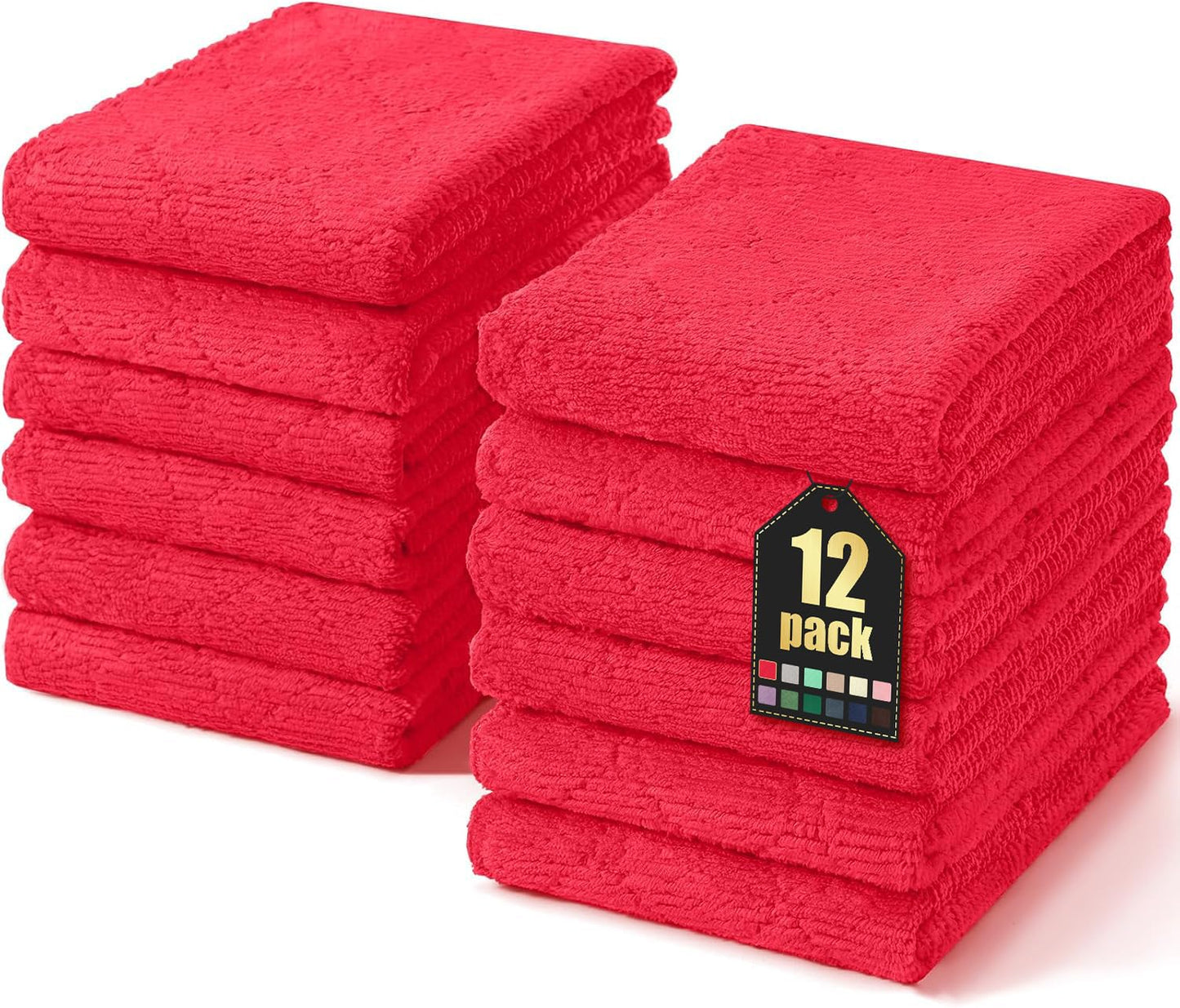 Homaxy 12 Pack Kitchen Dish Cloths (10 x 10 Inches, Grey), Super Soft and Absorbent Coral Velvet Dish Towels, Nonstick Oil Fast Drying Microfiber Cleaning Cloth, No Lint Household Dishcloths