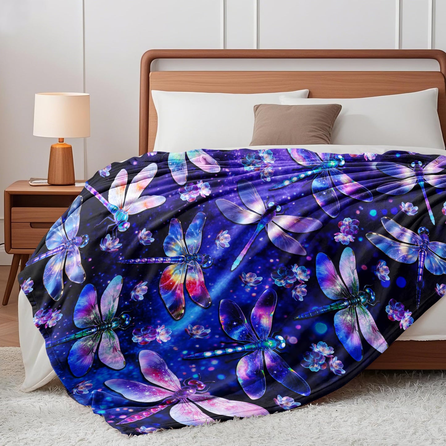 Dragonfly Blanket Gifts for Women Girls Soft Flannel Dragonfly Throw Blanket Merch Stuff Decor for Dragon Fly Lovers 50"X 40"