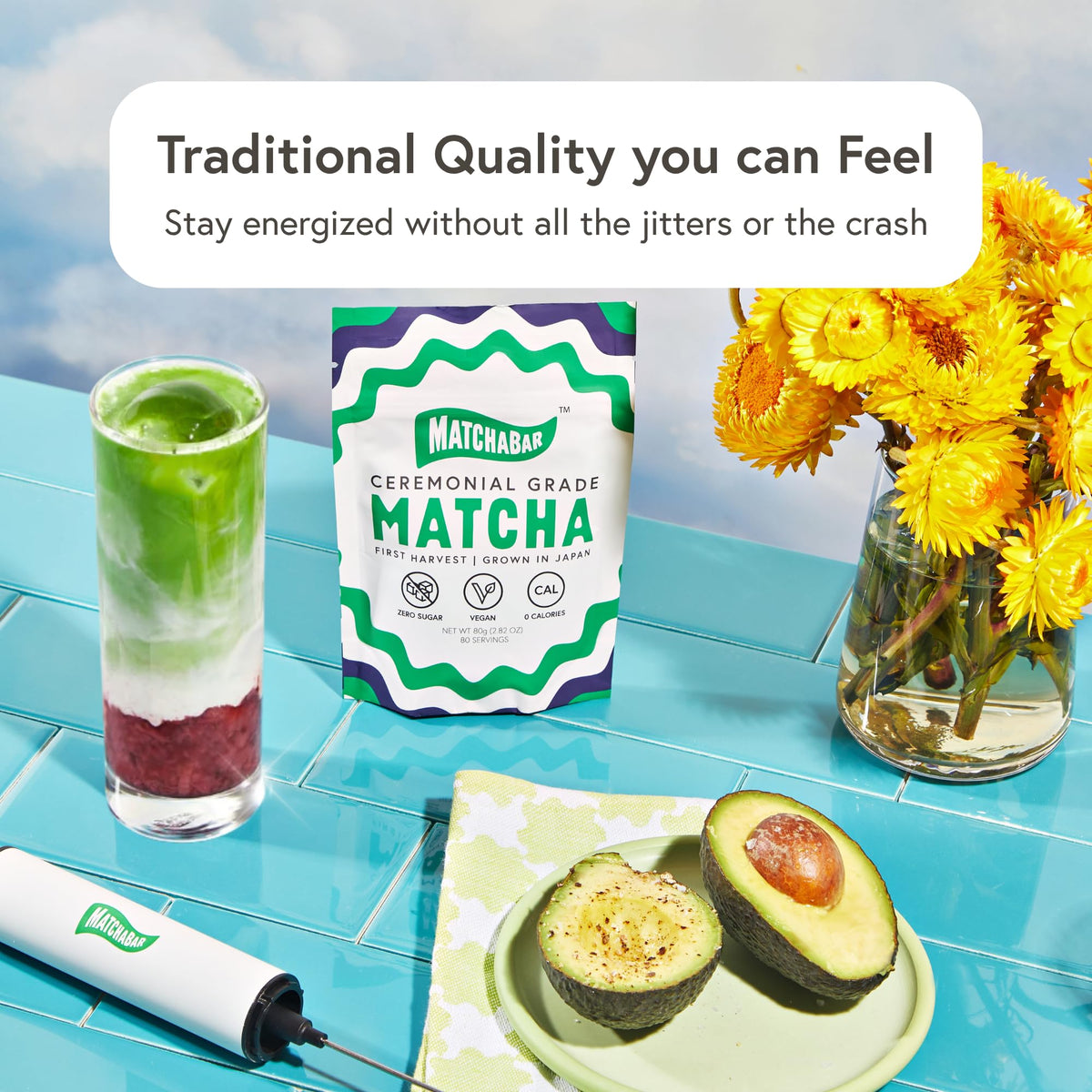Matchabar Matcha Powder (80g) - Ceremonial Grade Authentic Japanese Matcha Green Tea Powder - Matcha Green Tea Powder Harvested in Japan - Matcha Tea Powder Latte - Zero Sugar, Vegan & 0 Calories