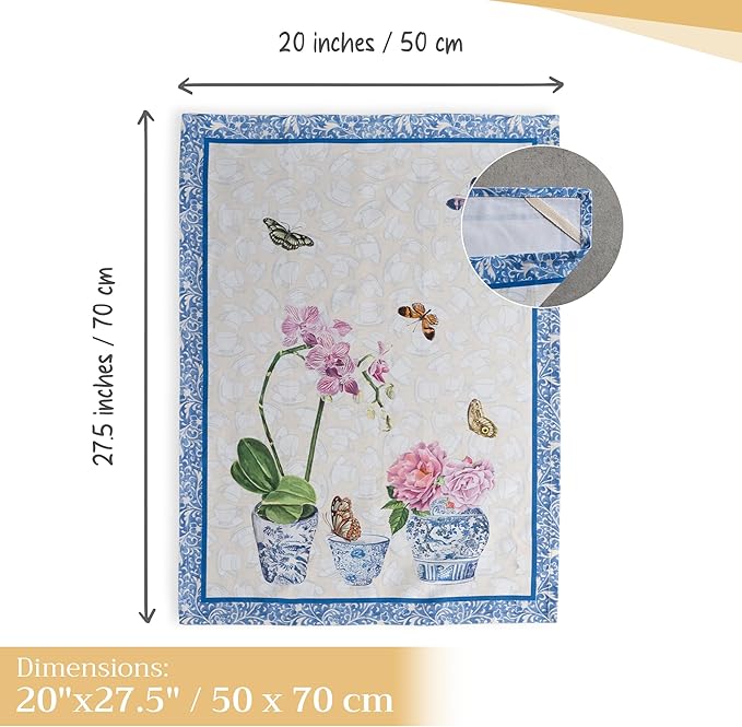 Maison d' Hermine Kitchen Towels Set of 3 100% Cotton 27.50" x 20" Reusable