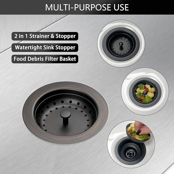 Kitchen Sink Drain Bronze 3-1/2 Inch Stainless Steel Kitchen Drain Strainer