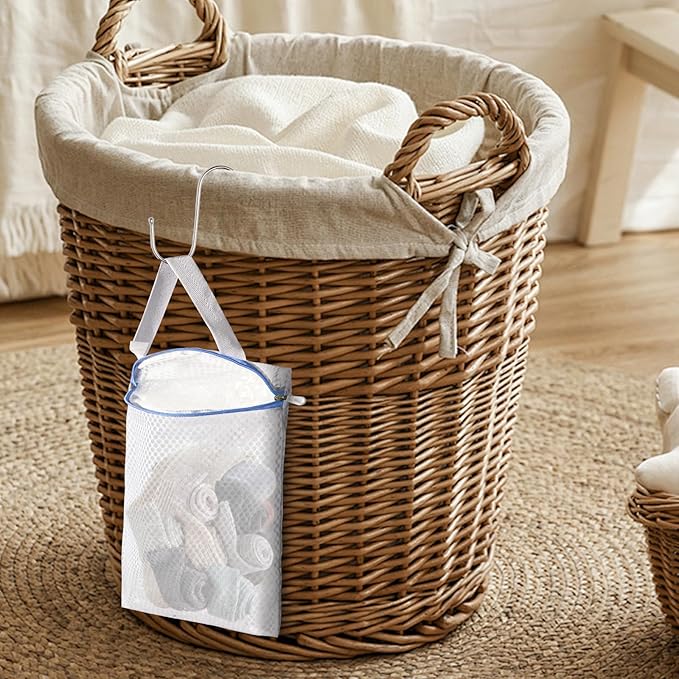 5-Pack Sock Laundry Bags with Metal Hooks, 10x12 Inch Mesh Washing Machine Bags