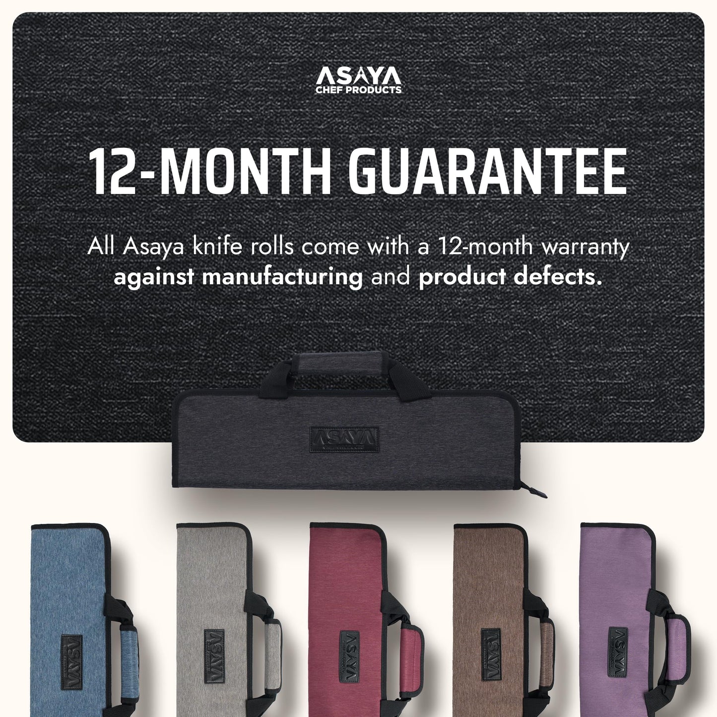 Asaya Chef Knife Roll Bag - 12-Pocket Chefs Case for Kitchen Knives and Utensils, Lightweight Stain-Resistant Waxed Nylon Chef Knife Bag - Knives Not Included (Black)