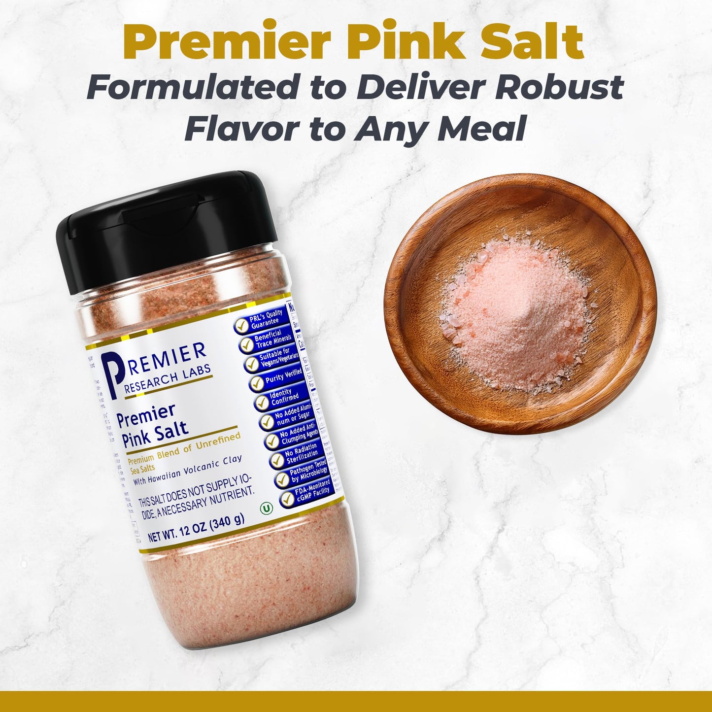 Premier Research Labs Pink Salt - Our Pink Sea Salt is a Hawaiian Red Alaea Sea Salt and Australian Salt Blend for Cooking, Baking with Minerals and Rich Taste - 12 oz