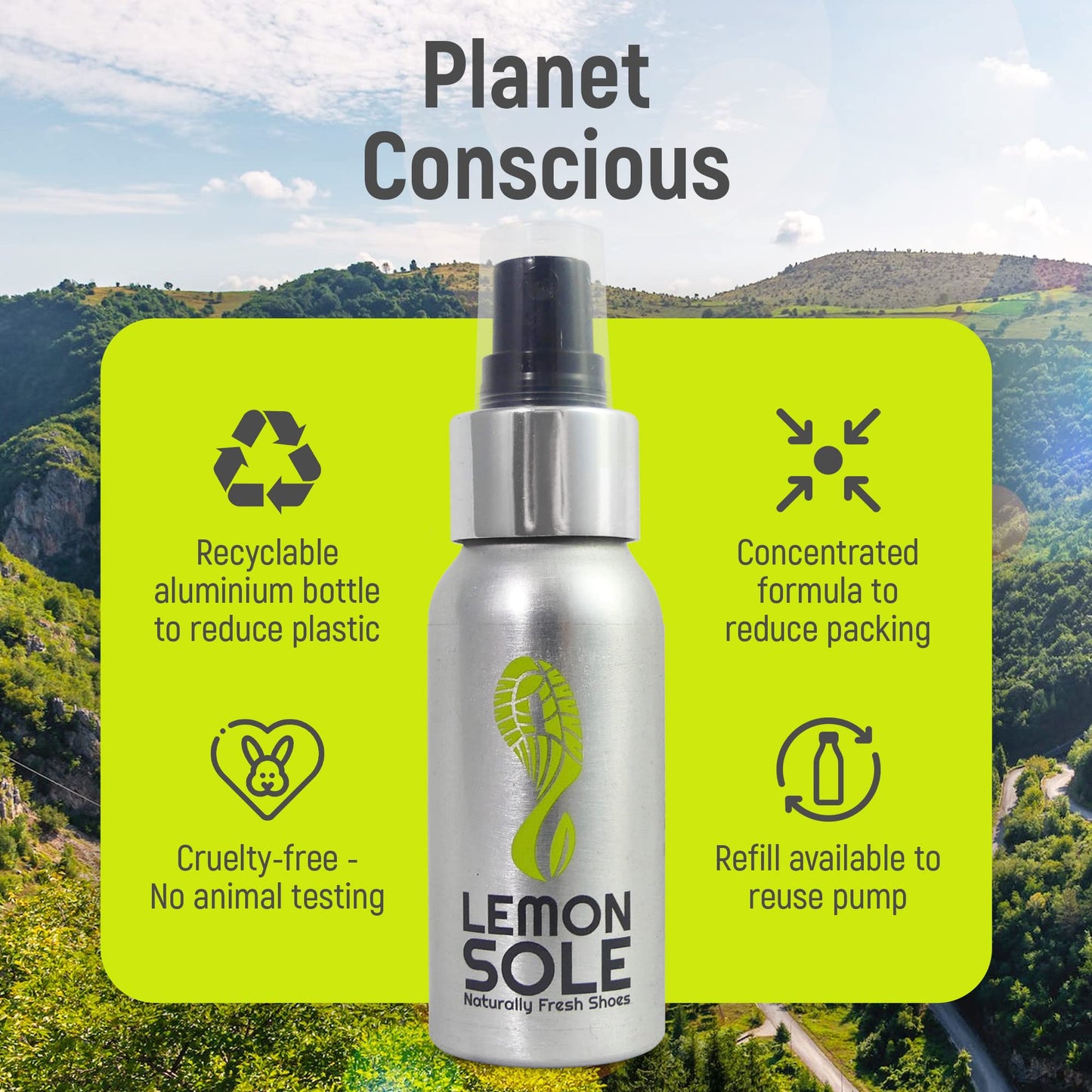 Lemon Sole Twin Pack - The POWERFUL & NATURAL shoe freshener & deodoriser spray with 6 essential oils. Great for Sport. Extremely Effective!