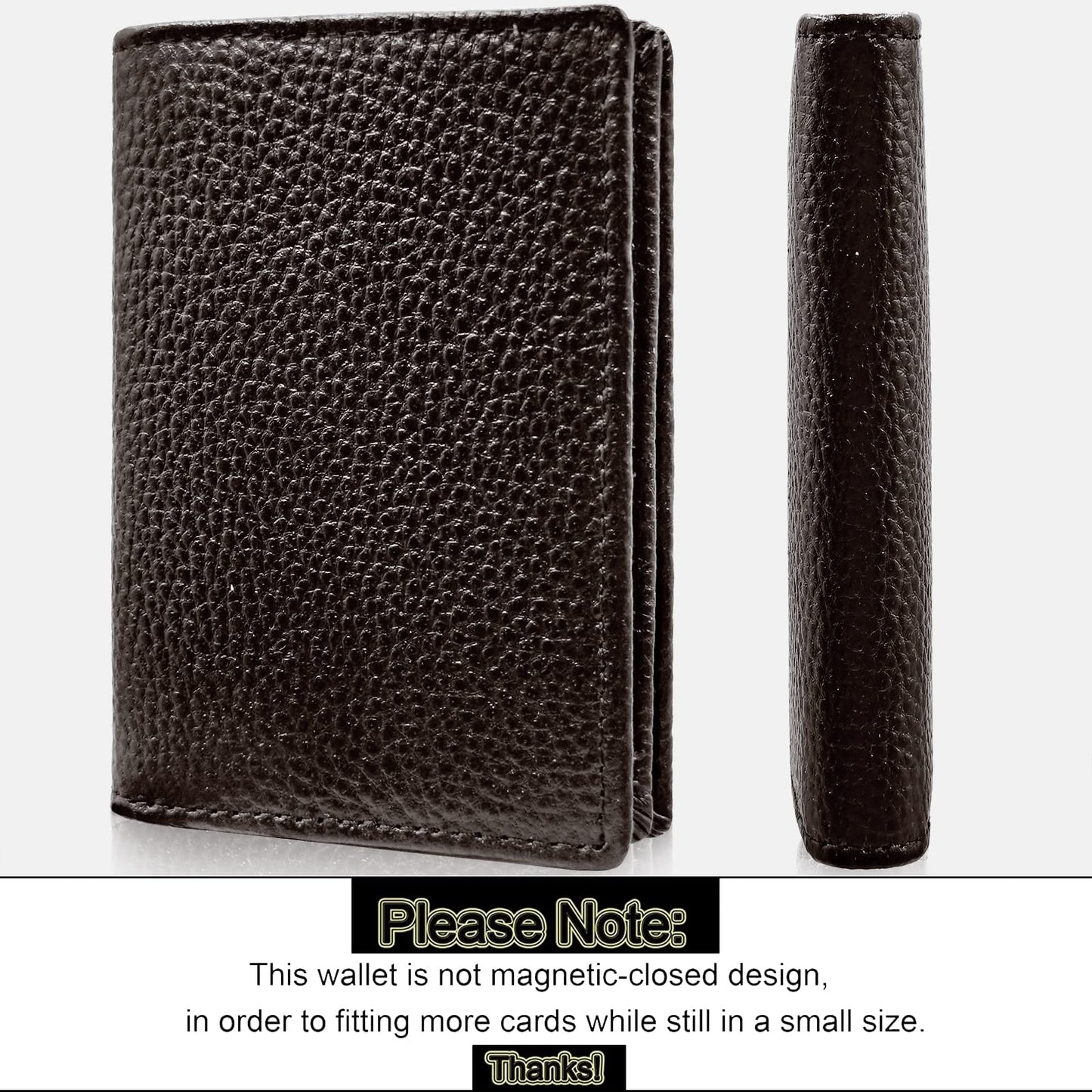 Outrip Genuine Leather Business Card Holder Name Card Case Credit Card Wallet with ID Window RFID Blocking (Coffee)