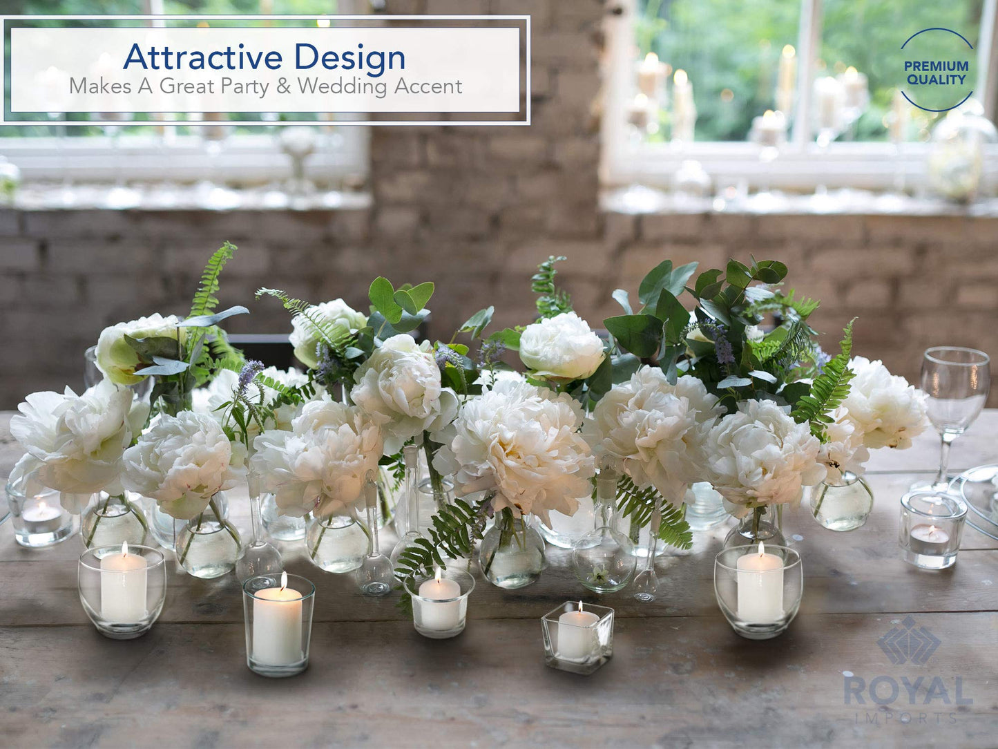 Royal Imports Clear Glass Votive Candle Holder, Tealight Candles Holders, Centerpiece Cups, Home Decor Spa Wedding Birthday Restaurant Party Holiday - 12 Pack