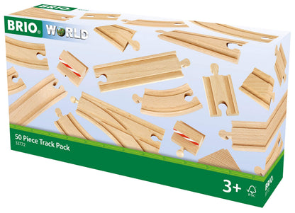 BRIO World 50 Piece Train Track Pack for Kids Age 3 Years Up - Wooden Railway Accessories and Add Ons