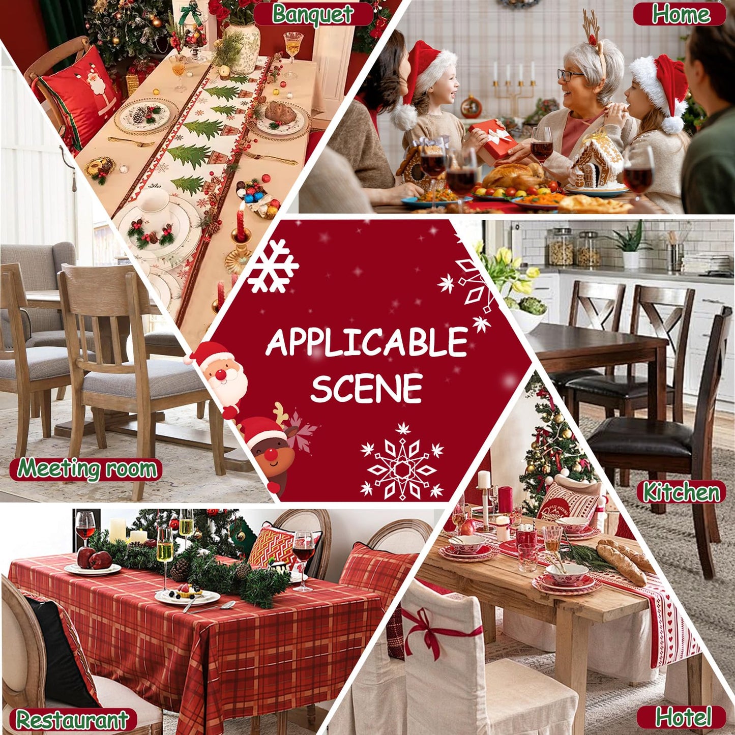Fafua Christmas Chair Covers, Stretch Dining Room Chair Covers Set of 6, Christmas Decoration/Home Decor Chair Protector Slipcovers