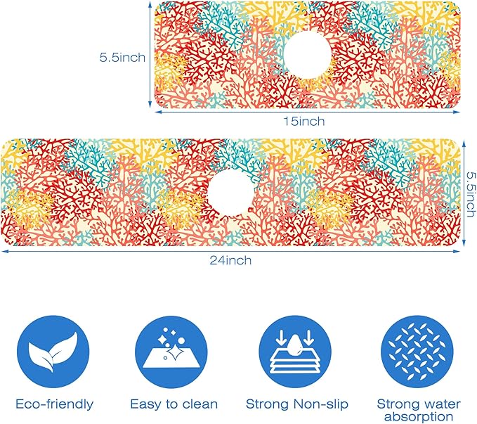 Colorful Sea Corals Dish Drying Mat