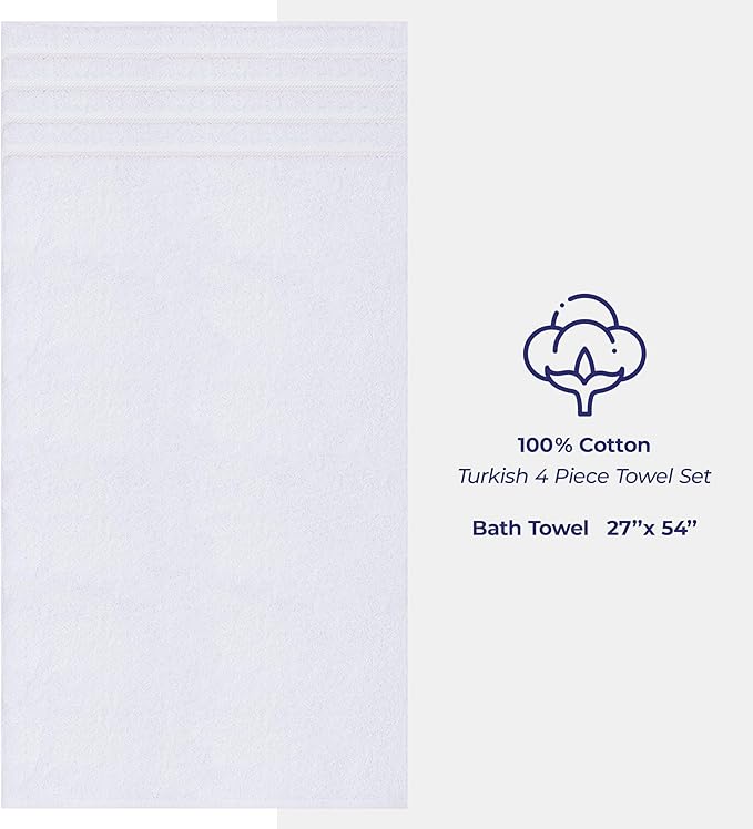 American Soft Linen Luxury 4 Piece Bath Towel Set, 600 GSM 100% Cotton Turkish
