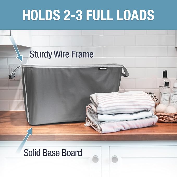 CleverMade Collapsible Laundry Basket 2 Pack – 60L Foldable Clothes Hamper