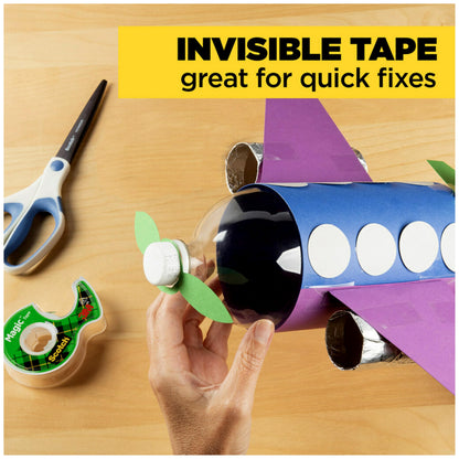 Scotch Magic Tape, Invisible, Holiday Supplies and Gift Wrap Tape, 3 Rolls with Dispensers, Great for Christmas Crafts