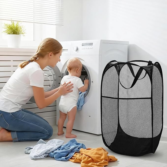 BATTOO Deluxe Strong Mesh Pop up Laundry Hamper Basket