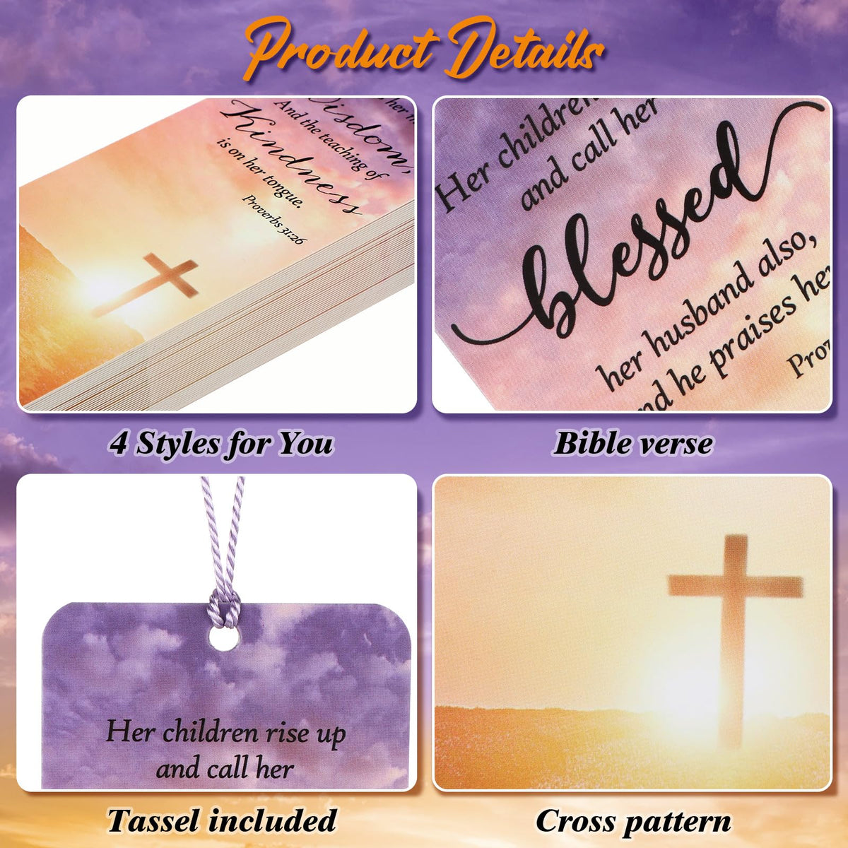 Chiisong 100 Sets Christian Bookmark for Mom Mother's Day Gift Bible Verses Bookmark with Tassel Religious Inspirational Scripture Book Marks, Gift for Mom Mother's Day Women Church Book Lover