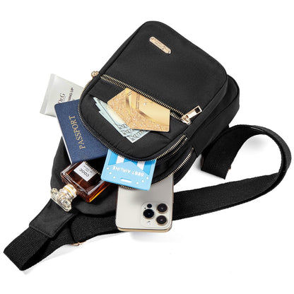 Small Sling Backpack Crossbody Sling Bag for Women, Chest Bag Daypack Fanny Pack Cross Body Bag for Outdoors Hiking Traveling - Black