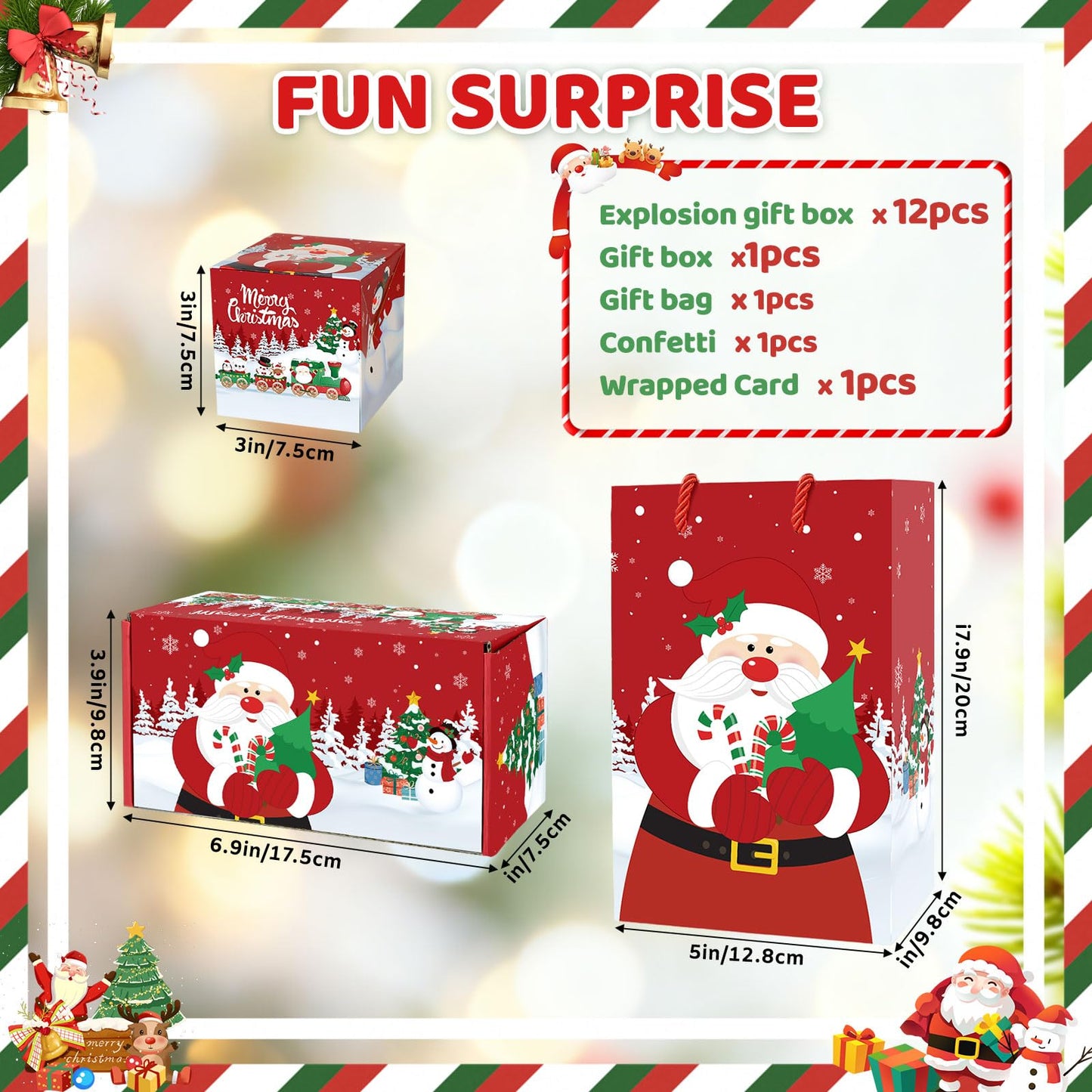 Sereliy Christmas Exploding Money Gift Boxes for Cash, 12 Pack Pop Up Surprise Money Box with Confetti, Merry Christmas Explosion Gift Box for Cash Giving, Fun Holiday Gifts Ideas for Kids Adults