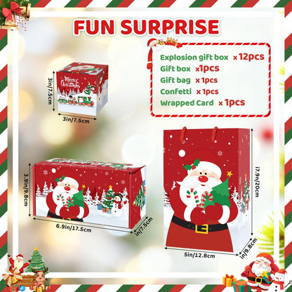 Sereliy Christmas Exploding Money Gift Boxes for Cash, 12 Pack Pop Up Surprise Money Box with Confetti, Merry Christmas Explosion Gift Box for Cash Giving, Fun Holiday Gifts Ideas for Kids Adults