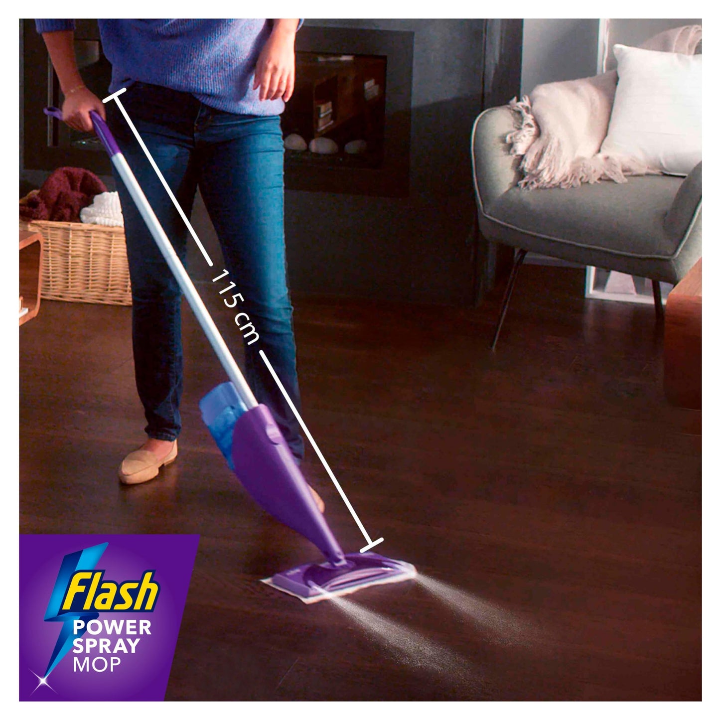 Flash Power Spray Mop Floor Cleaner Multi-Surface Cleaning Liquid Citrus Fresh 5L (1.25Lx4)