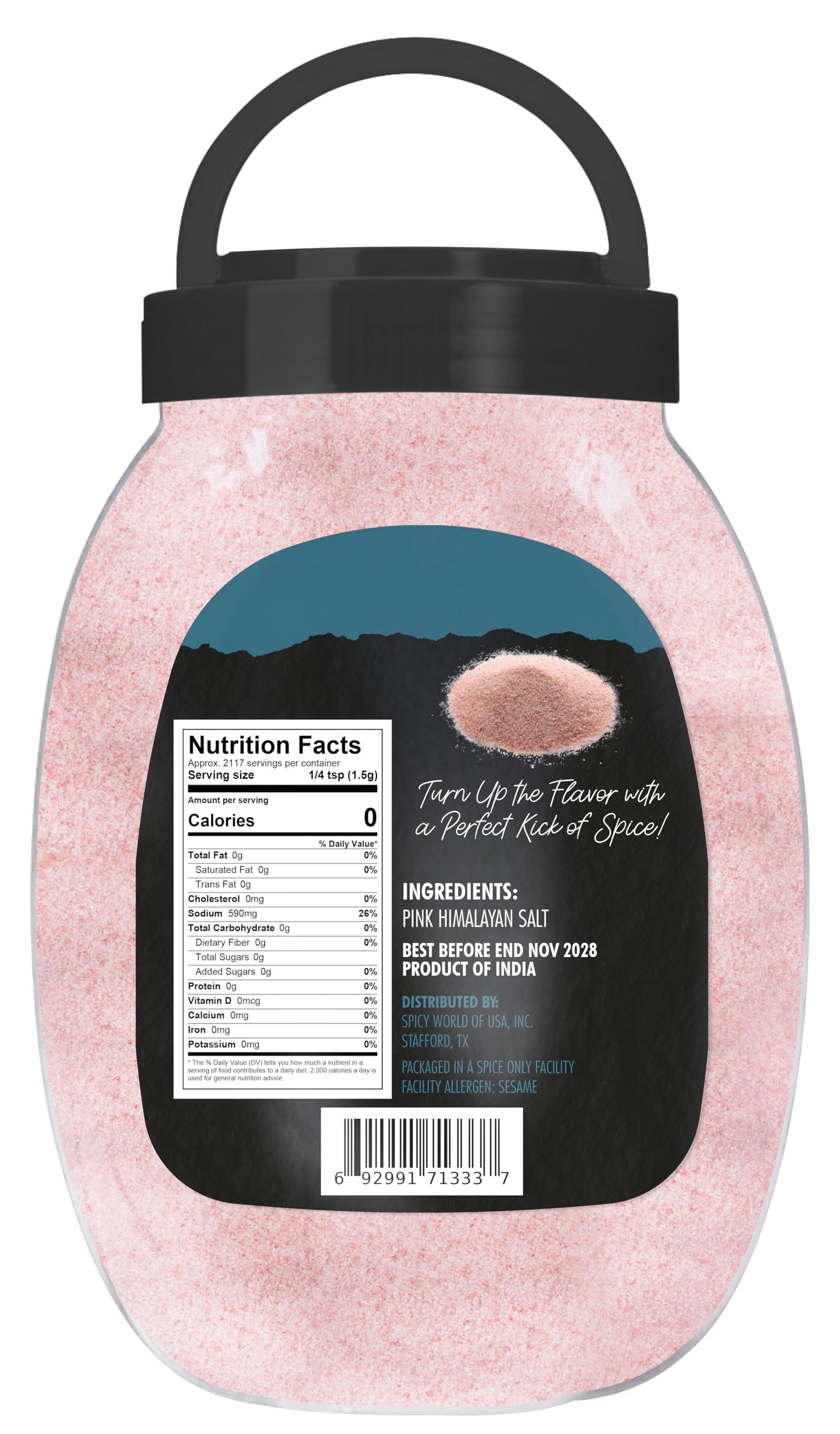 Himalayan Pink Salt Fine Grain 7 LB Jar - Pure & Natural, Mineral-Rich, For Cooking, Seasoning, Baking, Table Use - By Spicy World