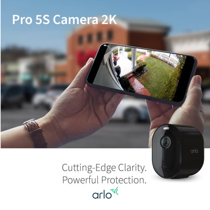 Arlo Pro 5S Spotlight Security Camera 2K HDR | Outdoor | Wireless | Dual-Band Wi-Fi Connects to Strongest Network |12X Zoom, 2-Way Audio, Siren, Color Night Vision,Live Stream(White, 4 Cameras)