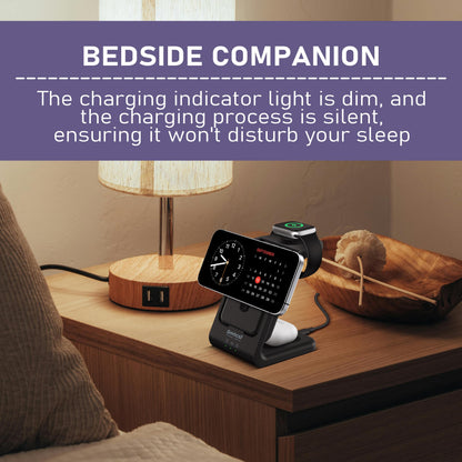 Smtcsl 3 in 1 Wireless Charging Station: 10000mAh Removable Power Bank Charger Stand for Phone/Watch/Air Pods - Portable Magnetic Battery Pack for Air 17 16 15 14 13 12 Series