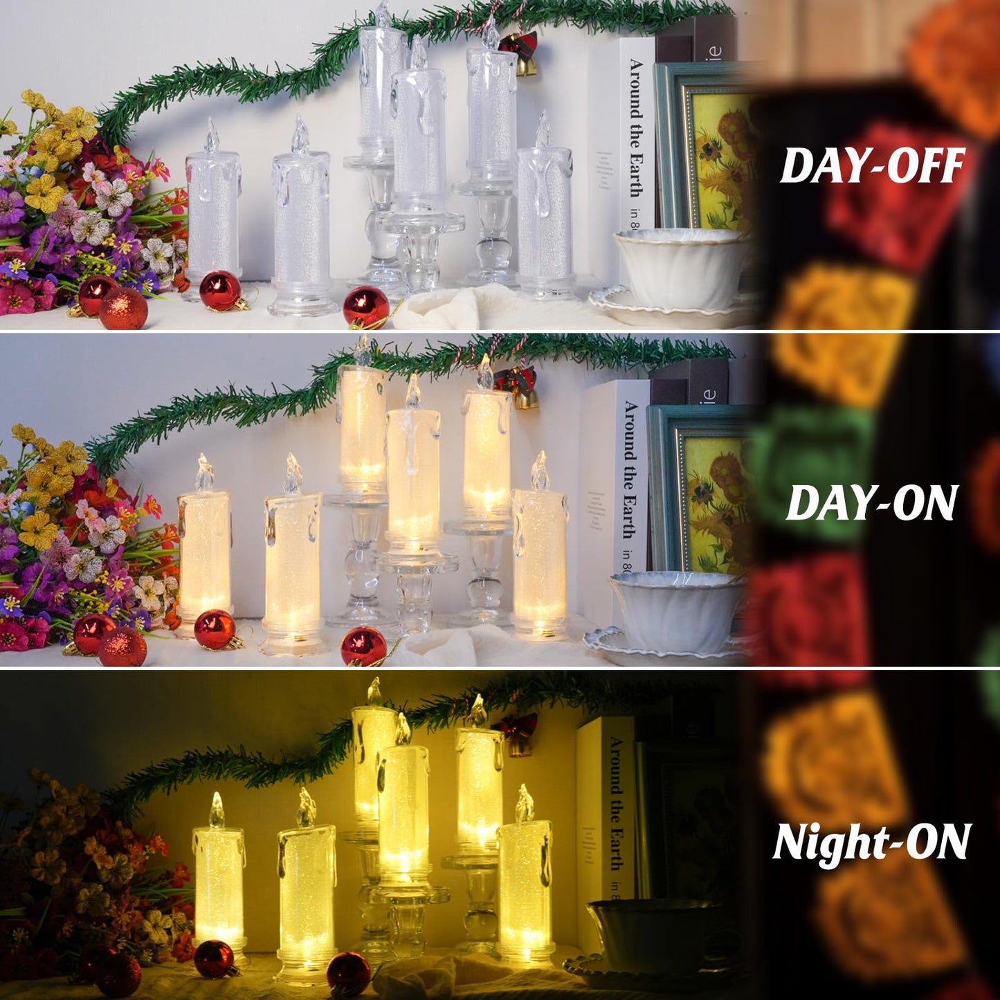 HAIDOLIANG 4PCS White LED Candles (D:2.5" x H:7"),Flameless Pillar Candle,Battery Operated Candles/Fake Candle, Velas Artificiales para Decoracion for Valentine Wedding Ramadan Christmas Decorations