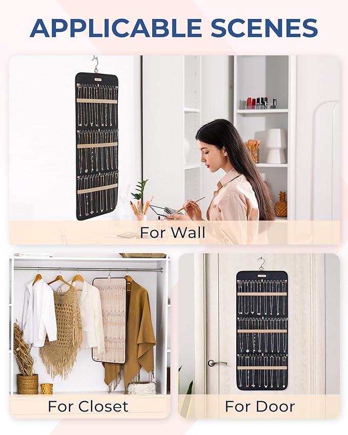 BAGSMART Hanging Necklaces Organizer Jewelry Holder Storage Roll