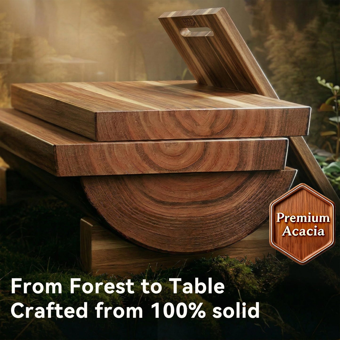 LDQ Extra Large 36 x 11 Inch Acacia Wood Cutting Board, 3-in-1 Cutting, Serving & Display Board, XXL Long Charcuterie Boards with 2 Wooden Stands, for Kitchen Prep & Party Table Centerpiece