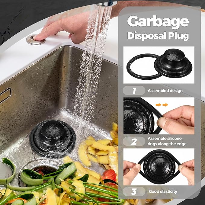 Mudder 3 Pcs Kitchen Sink Drain Strainer and Stopper Stainless Steel Garbage