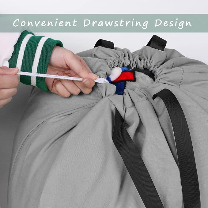 Cotton Canvas Laundry Bag with Handles & Drawstring Straps, Heavy Duty Extra