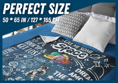 Huglanket Space Gifts for Boys Teen - Give Me Some Space Astronaut Blanket - Astronomy Flannel Plush Throw 50x65 Inches