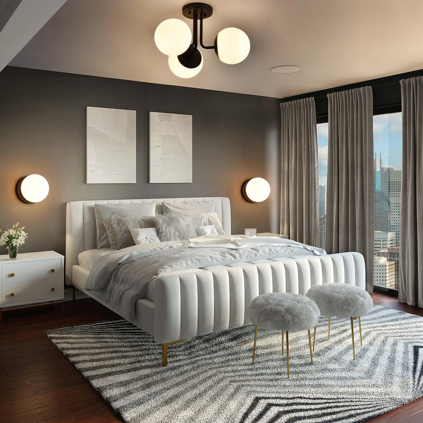 Hanaloa Wall Sconces, 1 Light Modern Globe Sconce in Matte Black, Wall Light for Bedroom Bathroom Living Room & Hallway Vanity Lighting, Ceiling Light Fixture