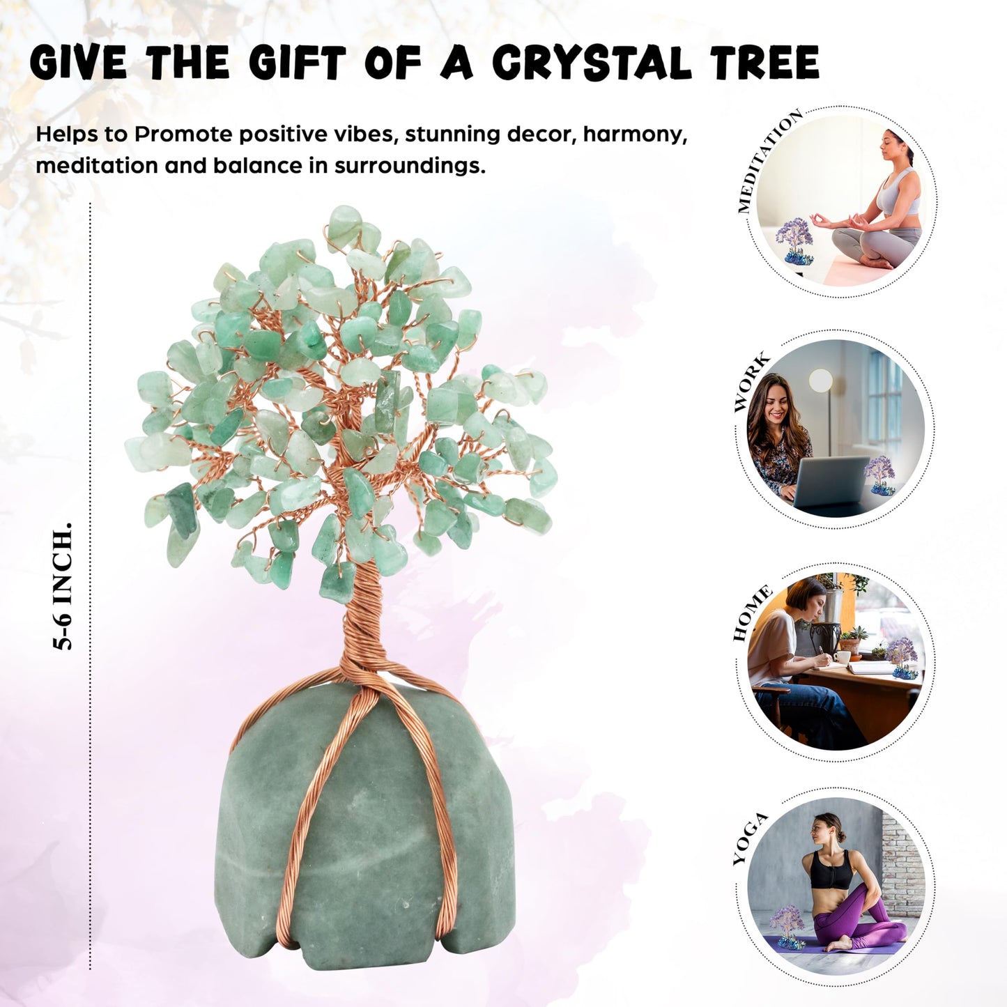 Crocon® Green Aventurine Crystal Tree, Birthday Gifts for Women, Men & Friends, Green Aventurine Stone Base Tree of Life Decor for House, Sister Gift, Birthday Gifts for Mom & Dad, House Warming Gift