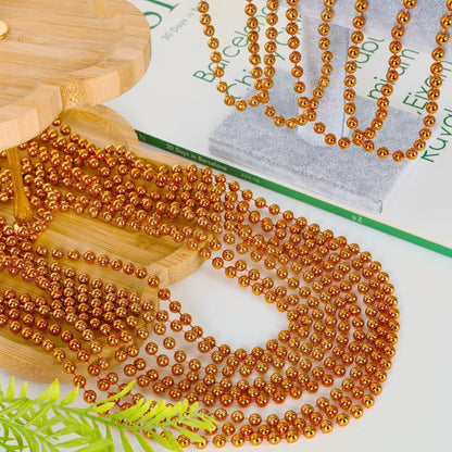 144PCS Bead Necklace, Orange Halloween Bead Necklaces Party Favors, 33" Mardi Gras Beads Necklaces Costume Bulk, Festival Parade Throw Accessories for Mardi Gras Halloween Wedding Celebrations Decor