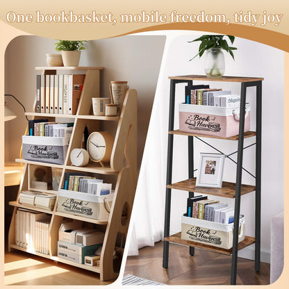 serinar Book Storage Basket for Book Lovers, Reading List Organizer Bin, Bookworm Gift, Book Accessories for Students, Teachers, and Book Club Members