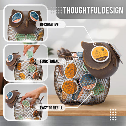 Made Easy Kit Coffee Pod Organizer - Home Coffee Bar Functional Décor - Café Station Countertop Storage Accessories (Sea Turtle)