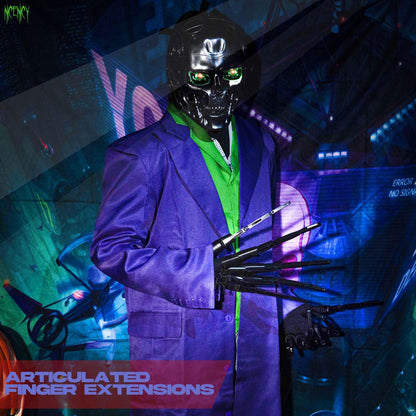 Halloween Articulated Fingers with Protective Gloves, Articulated Finger Extensions, Finger Claw with Protective Gloves, Scary and Flexible Skeleton Claws Hands, Halloween Props for Any Costume, Black