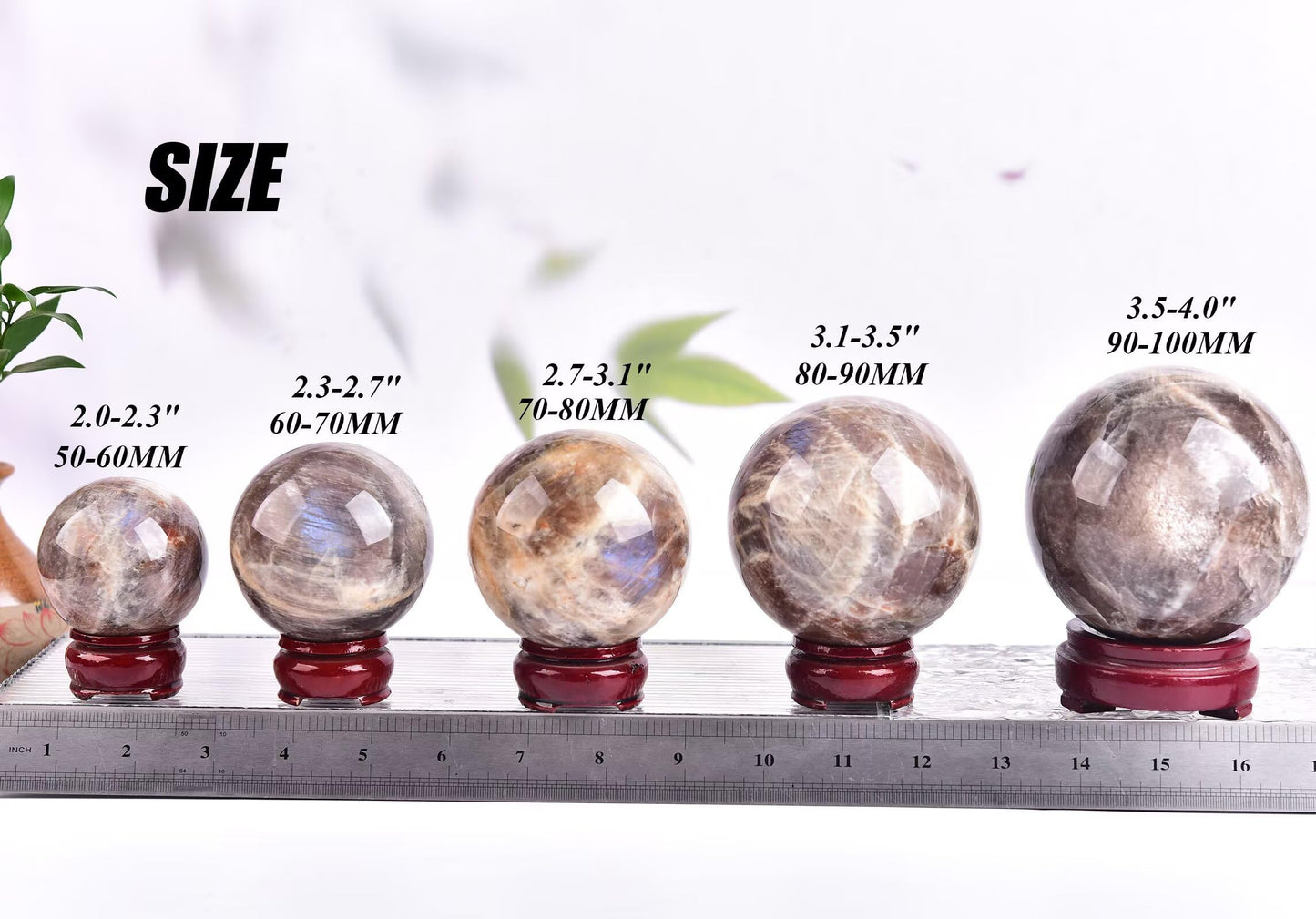 VIZYTOU Large Moonstone Sphere Polished Rock Ball Healing Crystal Stone Sphere with Stand for Reiki Meditation Home Decor Chakra Balancing Witchcraft 90-100MM/3.5-4.0"