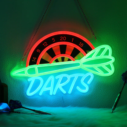 CoolGift Mart Darts Neon Light, Dimmable LED Dart Neon Wall Sign USB Powered, Decorations for Bedroom Living Room Game Room Man Cave Bars Clubs, Birthday Gift for Darts Enthusiasts